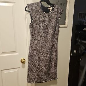 Elegant Black and White Tweed Dress